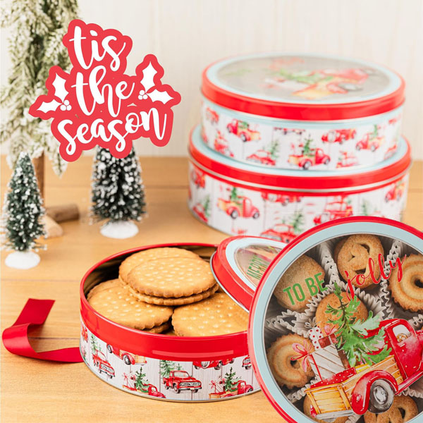 Christmas tin box cookie tin can