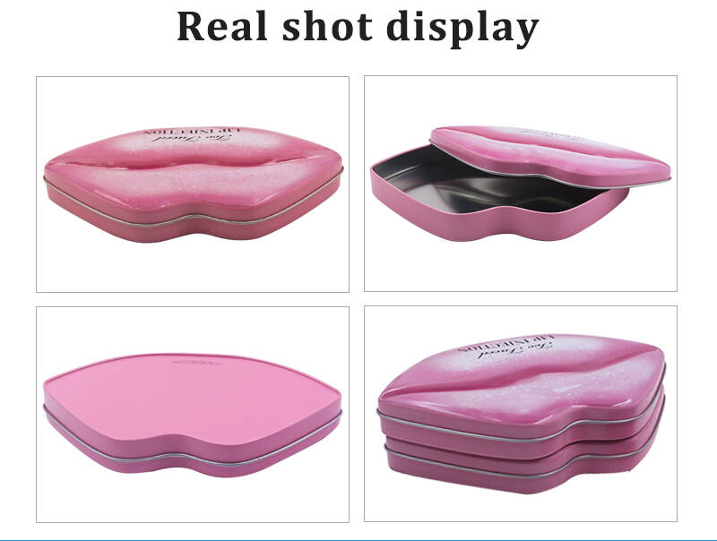 lip shaped cosmetic tin box