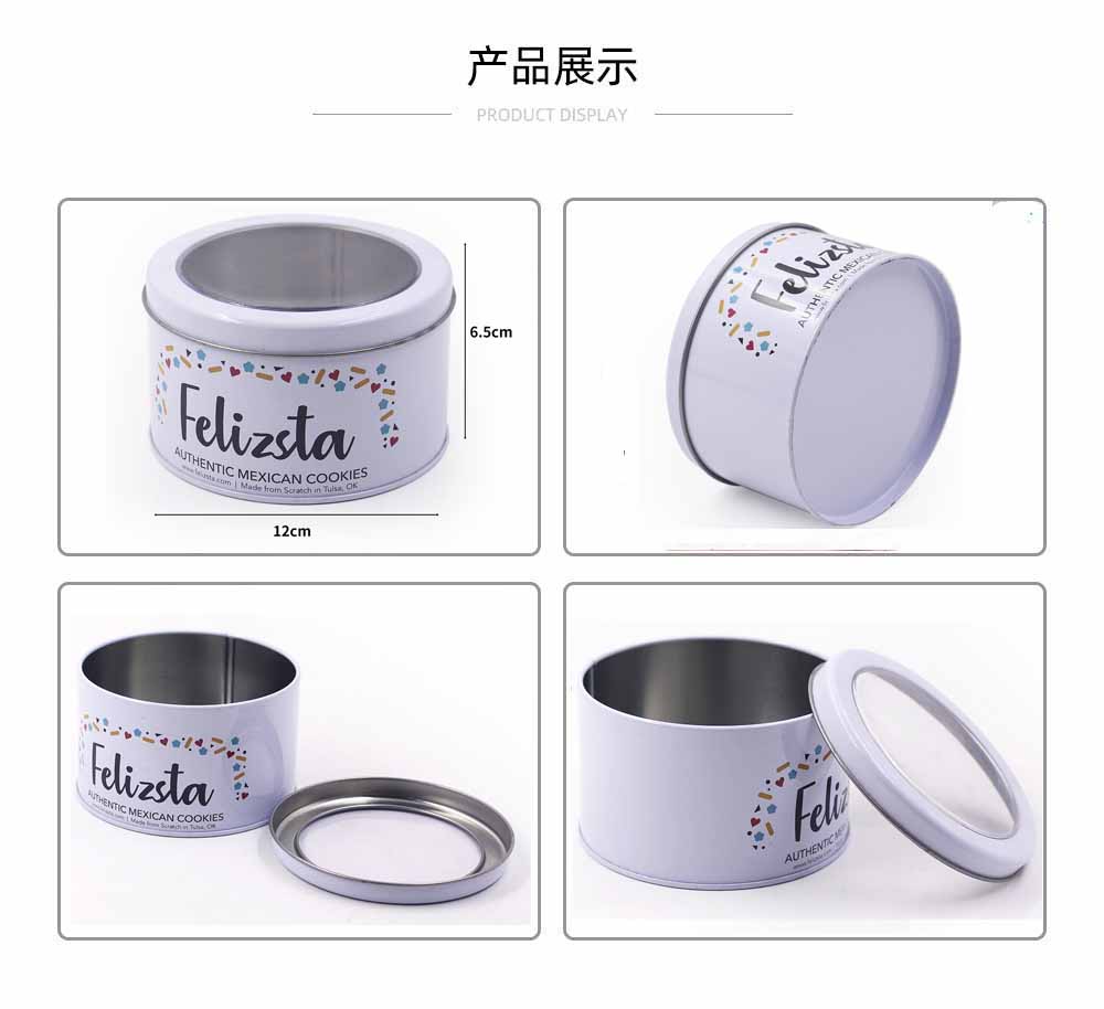 Spice Tin Jars with Hand Grip Cookie Tin Box with PVC Window
